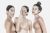three girls with cleanser exfoliator and moisturiser on their face