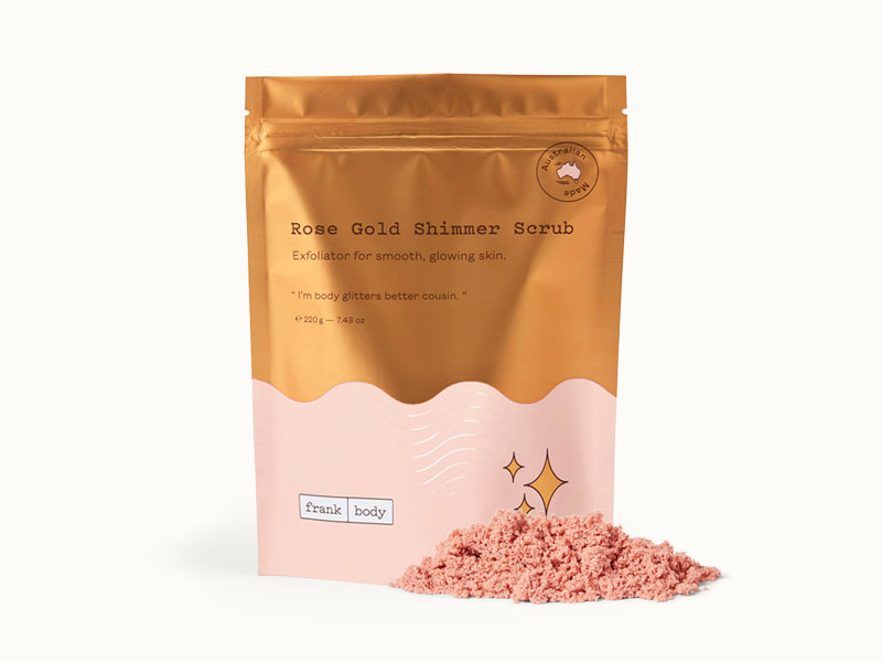 frank body Rose Gold Shimmer body scrub for shower