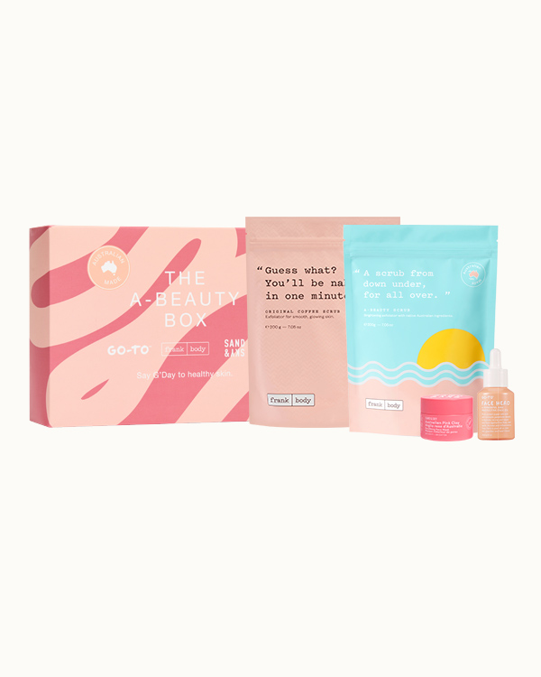 frank body A-beauty box with Go-To and Sand & Sky