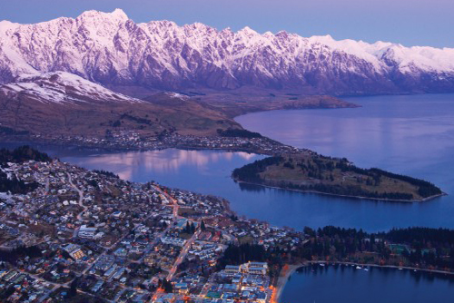 Aerial view of Queenstown in New Zealand.